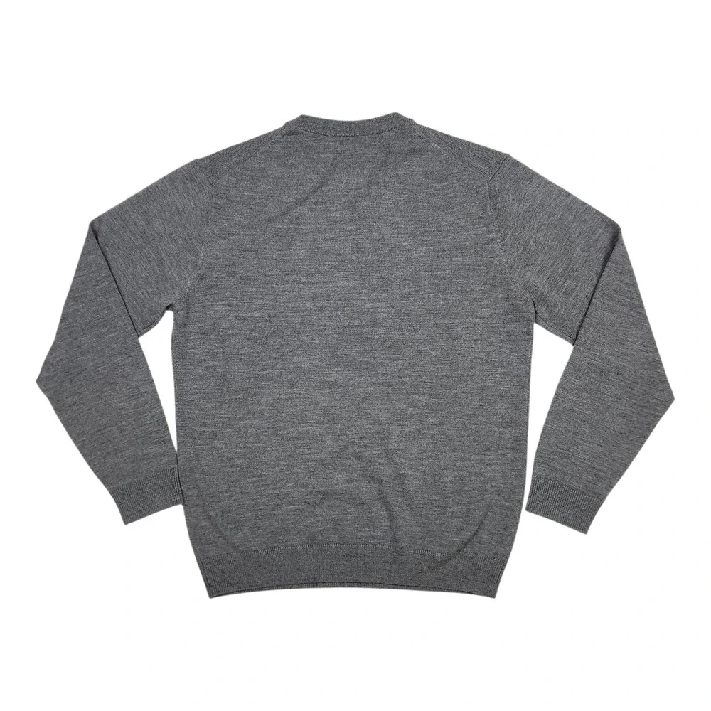 Turnbury 100% Extra Fine Merino Wool V Neck Sweater‎ Gray Size M Quiet Luxury